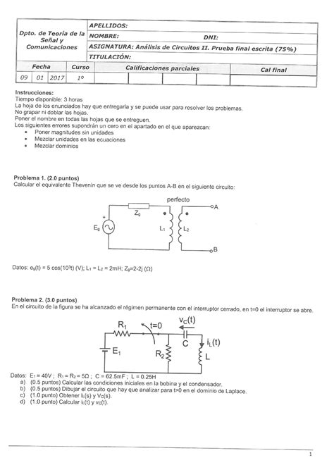 Examen 5 Enero 2017 Preguntas Y Respuestas APELLIDOS Dpto De De La