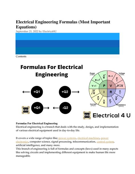 Electrical Engineering Formulas - It covers a wide range of topics like ...