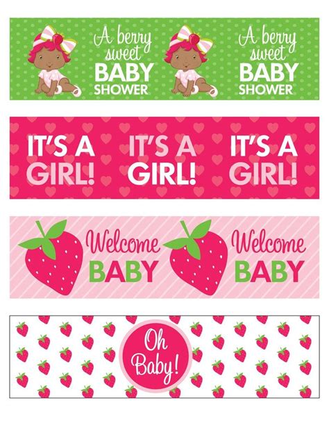 Strawberry Shortcake Themed Water Bottle Labels Etsy Baby Shower