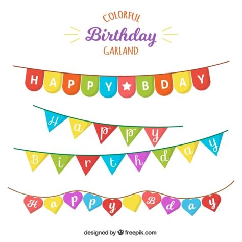 Free Vector Pack Of Happy Birthday Garlands