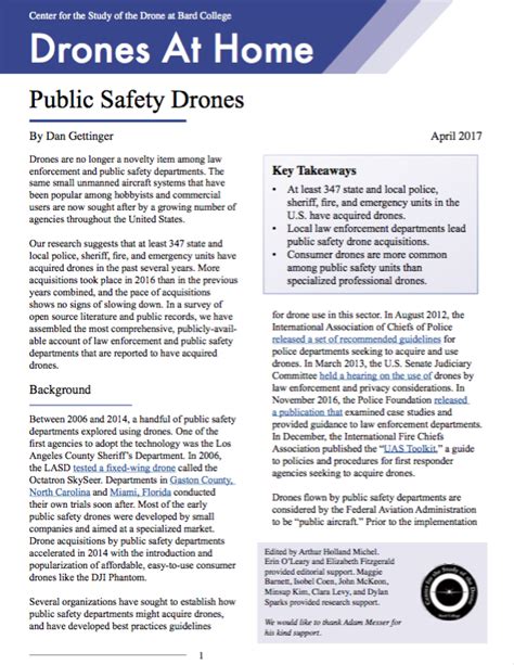 Drones at Home: Public Safety Drones