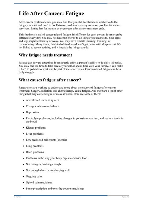 Text Life After Cancer Fatigue Healthclips Online