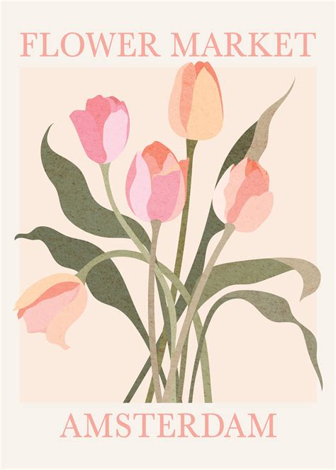 Amsterdam Flower Market Poster with Tulips | Poster Store UK