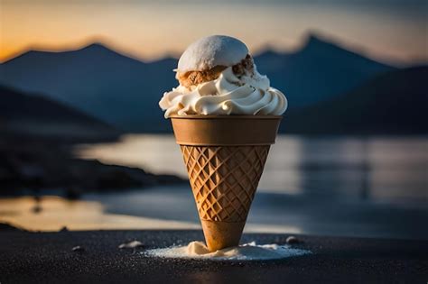 Premium Photo Melting Ice Cream In Cone