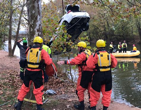 Rescue Workers Retrieve Submerged Car From Seneca Creek Montgomery