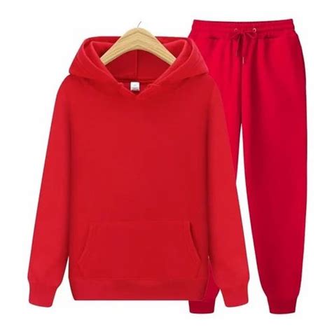 Fabric Hoisery Men Red Hooded Hosiery Tracksuit Size XL At Rs 800