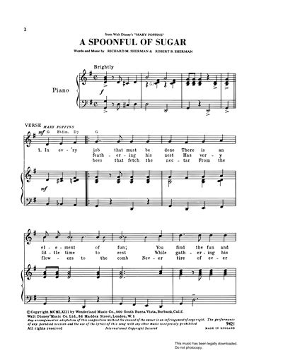 Spoonful Of Sugar From Mary Poppins Sheet Music By Richard Morton