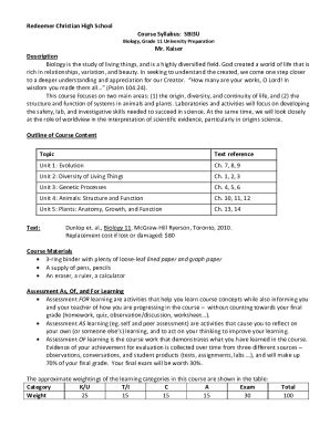 Fillable Online Biology 11 Course Outline Doc Biology 11 Mr C