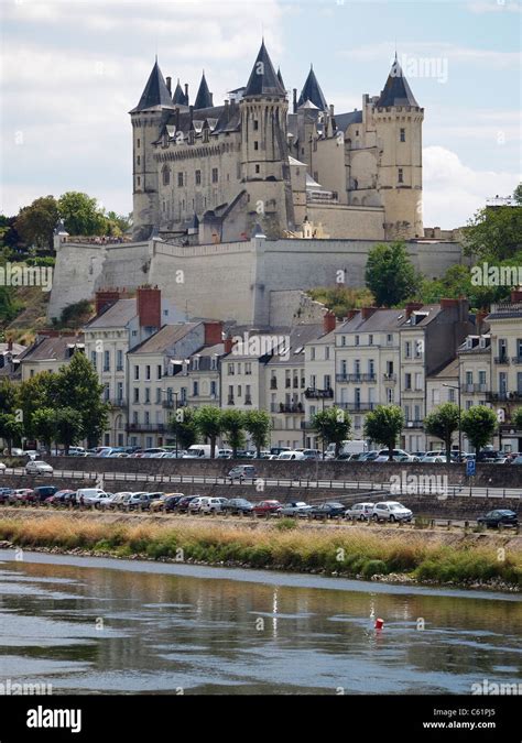 The Chateau De Saumur Castle High Above The Town Along The Loire