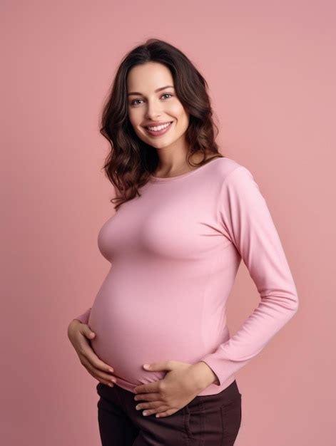 Premium Ai Image Portrait Of A Happy Pregnant Woman Touching Her Belly