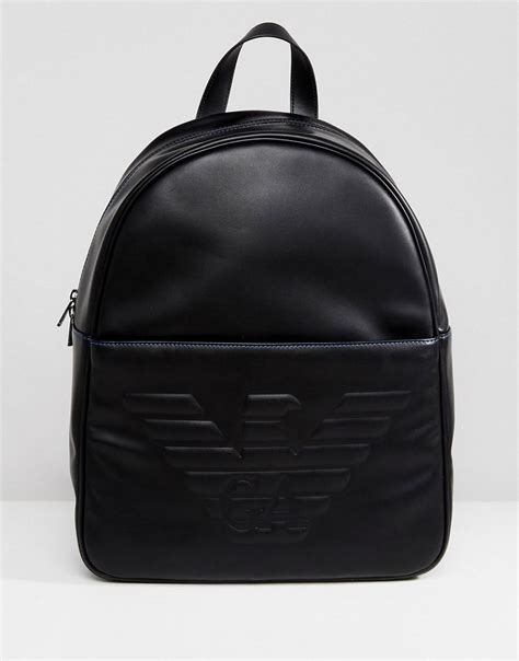 Emporio Armani Embossed Logo Backpack In Black In Black For Men Lyst