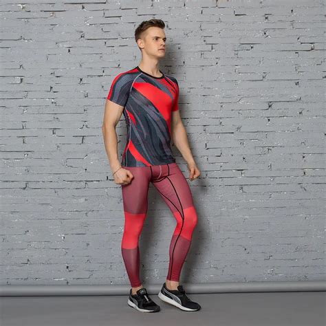 Men Compression Shirt Sets Sport Leggings For Basketballand Fitness Clothing Compression T Shirt