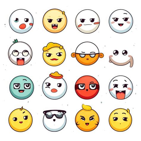 Conjunto De Rostros De Dibujos Animados Expresiones De Rostros Emojis