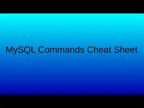 Mysql Commands Cheat Sheet Quadexcel