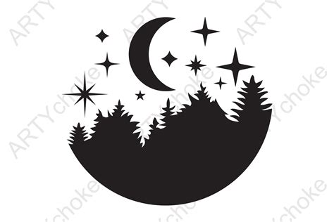 Forest Moon Stars SVG File For Cricut Grafik Von Artychoke Design