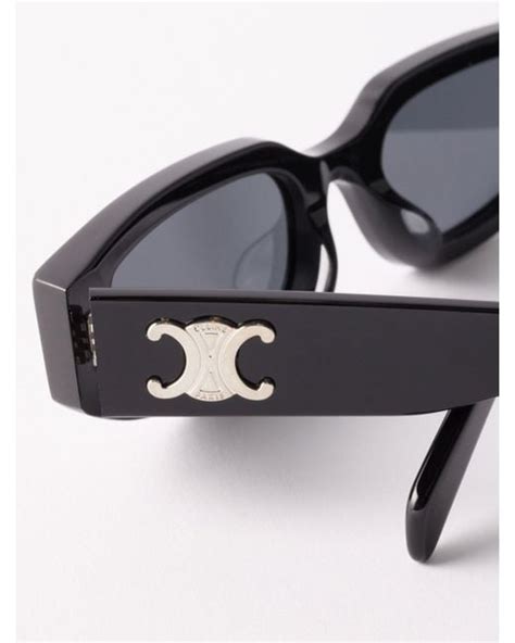 Celine Triomphe Logo Cat Eye Acetate Sunglasses In Black For Men Lyst