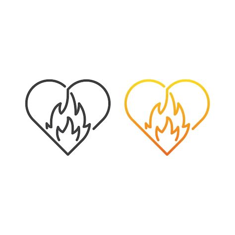 Premium Vector Heart On Fire Love Fire Vector Icon Template