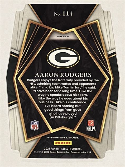 Panini Select Premier Level Silver Prizm Aaron Rodgers For