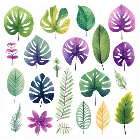 Premium Photo Exquisite Collection Versatile Tropical Leaf Stamps