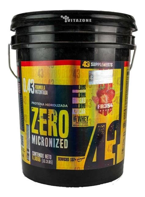 Suplemento en polvo 43 Supplements Proteína Zero sabor fresa en cubeta