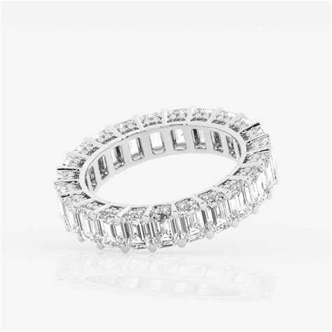 6 Ctw Emerald Lab Grown Diamond Eternity Band With Side Stone Accents