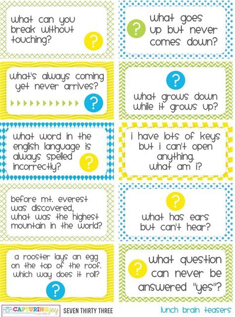 Kids Riddles And Brain Teasers Kids Matttroy