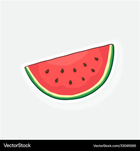 Cartoon Sticker Watermelon Slice Royalty Free Vector Image