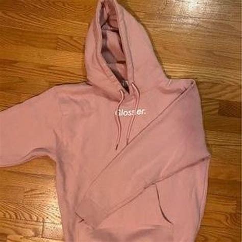 Glossier Womens Pink Hoodie Depop