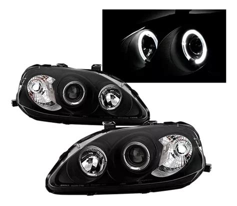 Farol Honda Civic Angel Eyes Led M Scara Negra