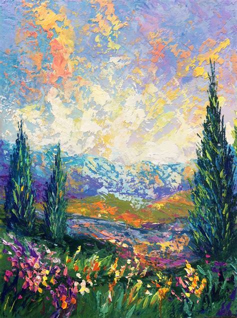 Abstract Mountain Wildflowers 16 12 Original Impasto Oil Etsy In 2021