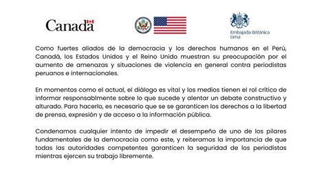 Embajada Eeuu Per On Twitter Rt Usambperu Pronunciamiento De Las