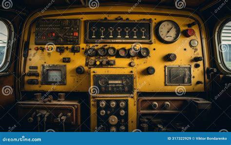 Dashboard In The Cabin Of A Locomotive Stock Image Image Of