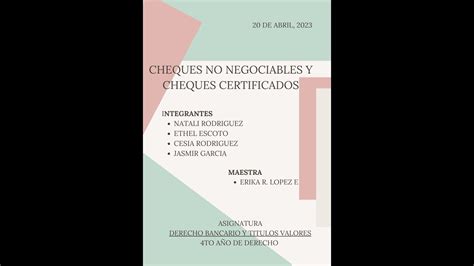 Cheques No Negociables Y Cheques Certificados YouTube