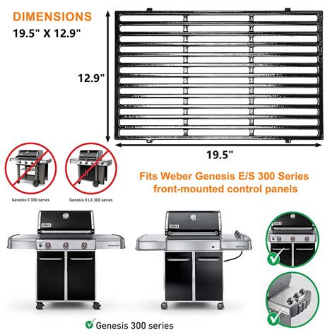 Uniflasy Porcelain Enameled Cast Iron Grill Grates For Weber