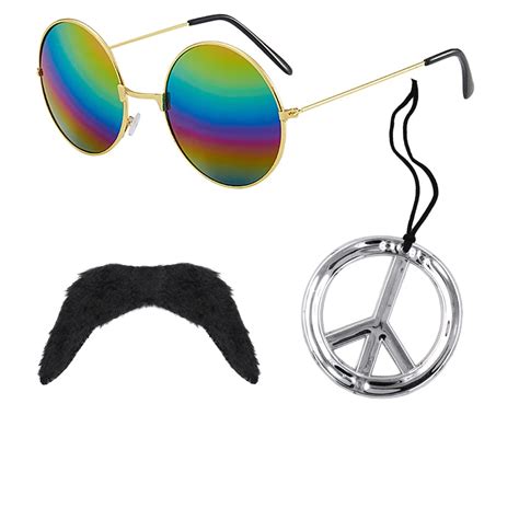 Buy RichMoho Hippie Costume Men Accessories 60s 70s Costume Accessories Men 70S Hippie Glasses ...