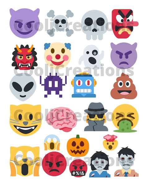 Halloween Emojis Emoji Clip Art Scary Emojis Funny Emojis | Etsy