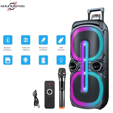 Portable Dual X Inch Party Karaoke Wirliess Bluetooth Trolly Speaker