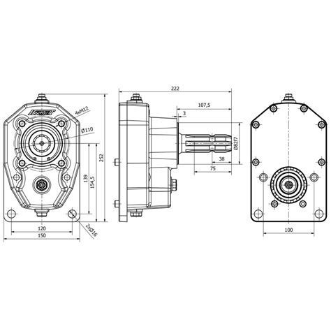 PTO GEARBOX MALE SHAFT RATIO 1 3 0 30KW For PZ30 WOM Gear Pump