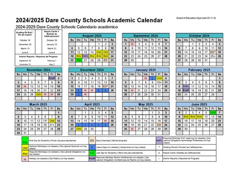 Dare County Schools Calendar 2024-2025 in PDF & Holidays