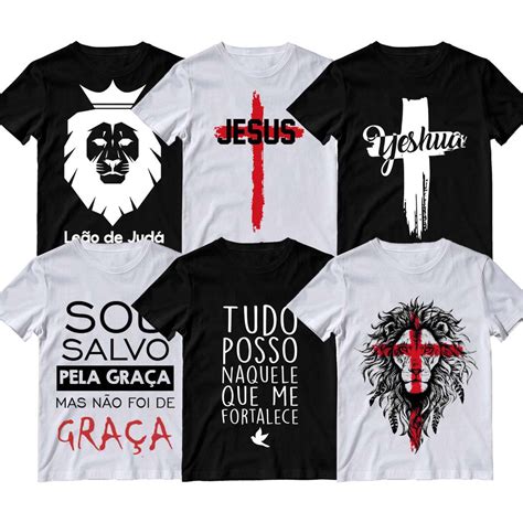 Kit 6 Camiseta Masculina Estampada Evangélica Igreja Célula Blusa Jesus