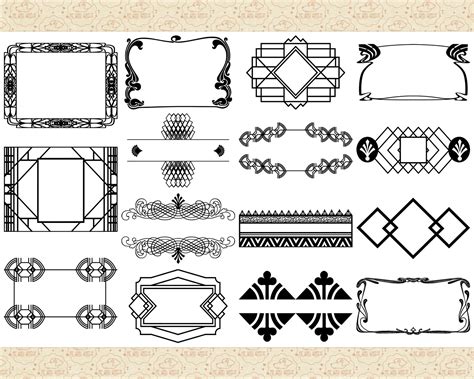 Art Deco Nouveau Frames Elements Bundle Ai Eps Not Svg And Etsy