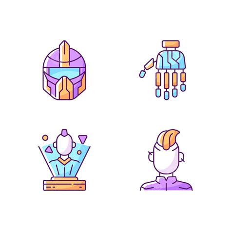 Rgb Color Icons Set Of Cyberpunk Augmentations For The Human Body Vector Linear Web Human Png