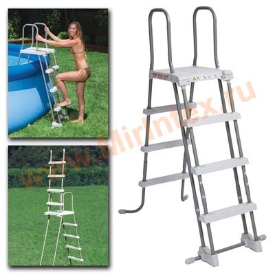 Лестница для бассейна 122 см (с площадкой) Intex 28073 (28076) цена.