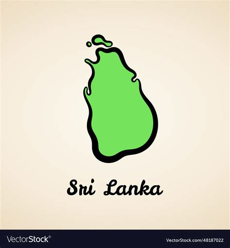 Sri Lanka Outline Map Royalty Free Vector Image