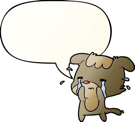 cartoon sad dog crying and speech bubble in smooth gradient style ...