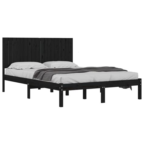 Cadru De Pat Super King 6FT VidaXL Negru 180x200 Cm Lemn Masiv EMAG Ro