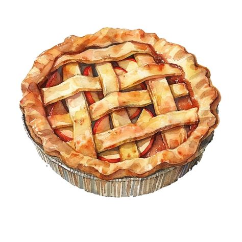 Apple Pie Vector Illustration In Watercolor Style Premium AI