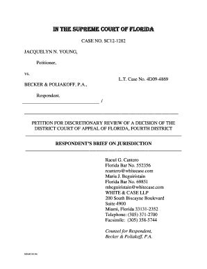 Fillable Online Floridasupremecourt Sc Jurisdictional Answer