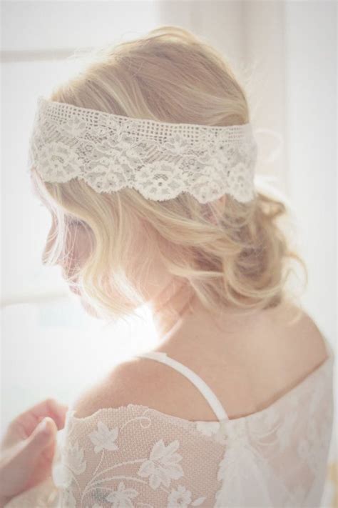 Beautiful Antique Lace Headband With Organza Ribbon Ties Perfect For Boho Rustic Outdoor Or