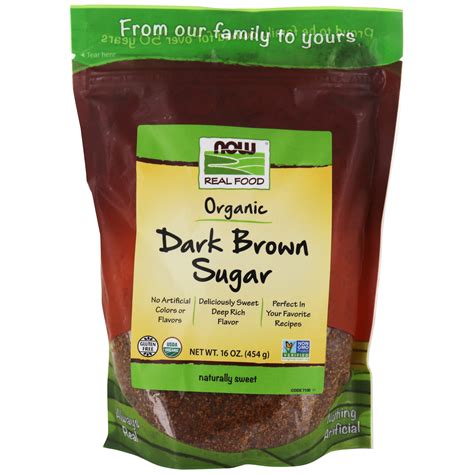 Now Foods Organic Dark Brown Sugar 16 Oz